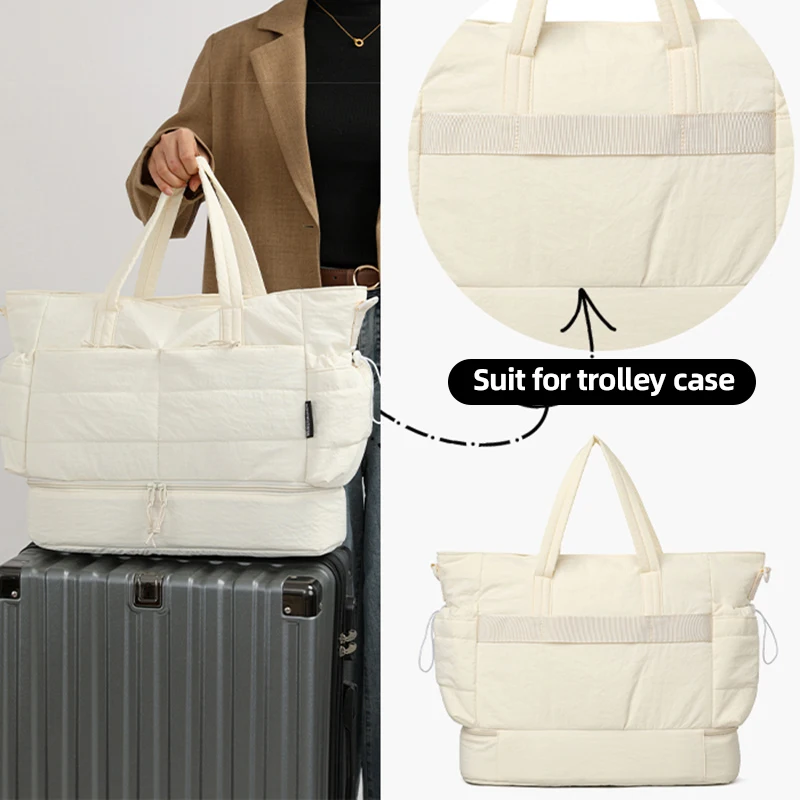 大型ジムフィットネスクロスボディショルダーバッグ、柔らかく軽量なトラベルラゲージ、ダッフルスポーツトレーニングトレッキングトートバッグ、シューズポケット付き