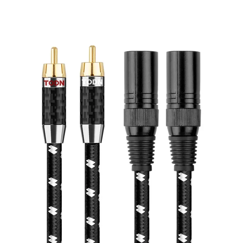 Todn 1 para wysokiej klasy kabel audio hi-fi 2RCA do 2XLR męski pozłacany kabel stereo ofc