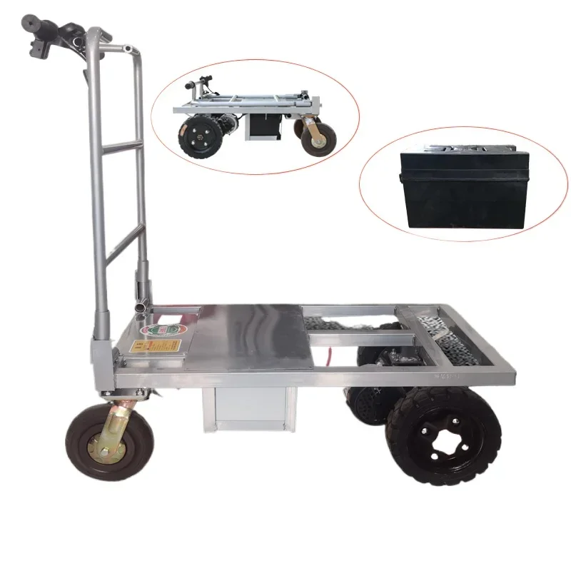 Huangsha cement electric trolley truck folding flatbed truck pulling tile trolley load king can enter the elevator