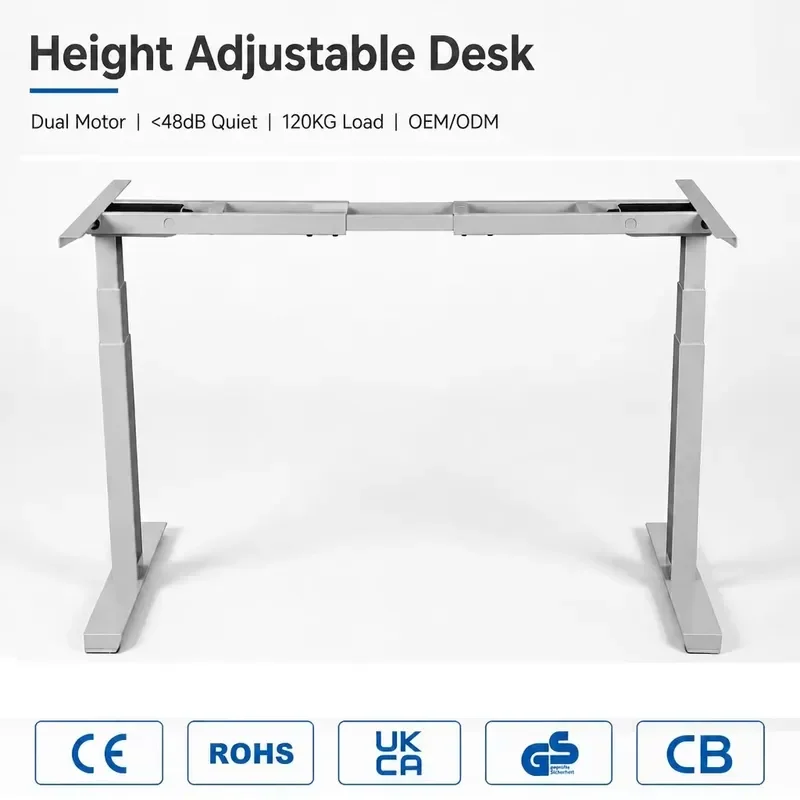 Smart Standing Desk Dual Motor Iron Electric Adjustable Height Desk Touchscreen USB 4 Memory Key Modern Design Computer Table
