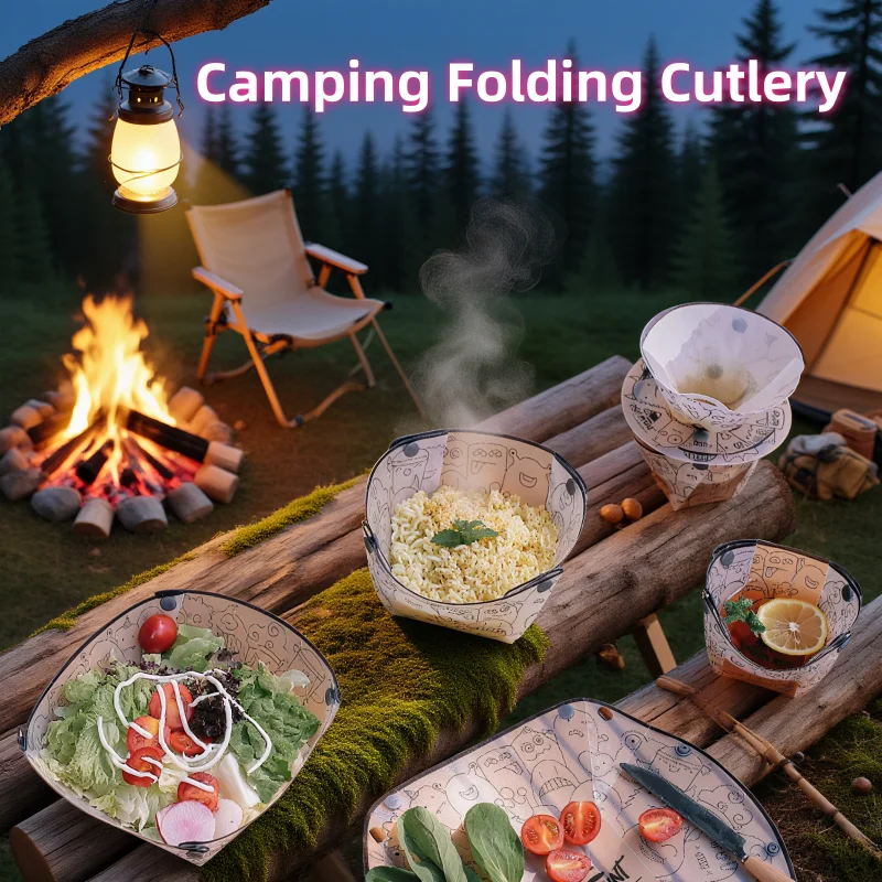 

Foldable Outdoor Hiking Cutlery Lightweight Camping Tableware Novel Camping Gear Essential Picnic & Hiking Camp Equipment