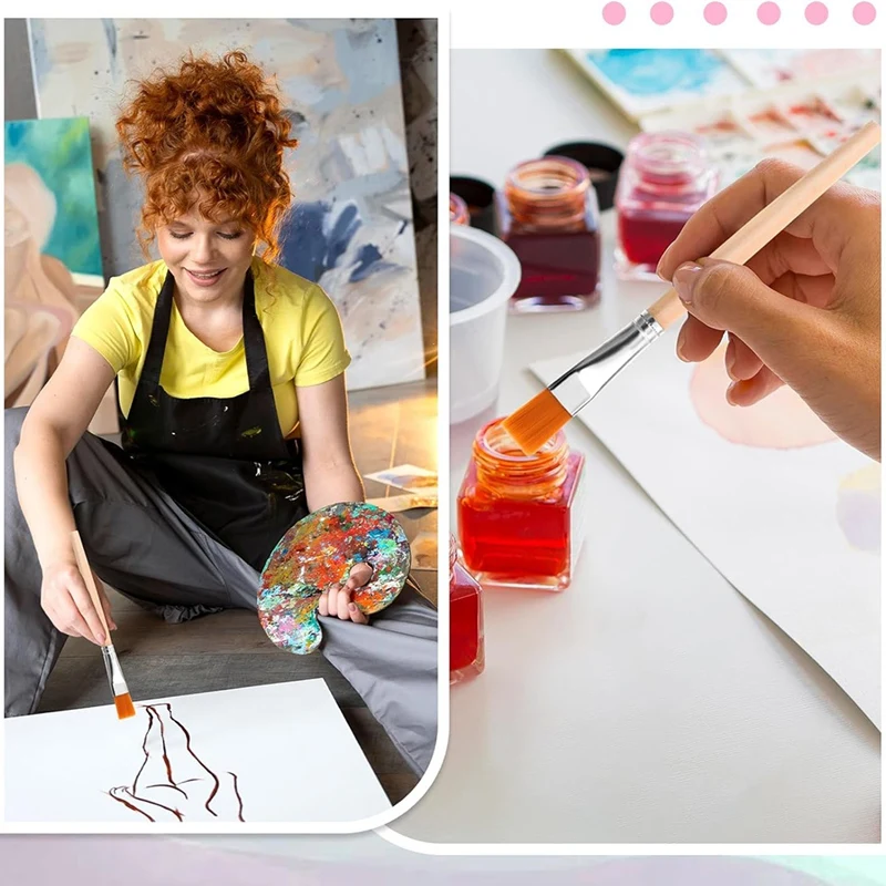 30 pezzi di pennelli piatti, pennello per legno da 3/4 pollici pennelli per pittura artigianale per artisti pennello per acquerello pittura sfusa per l'arte