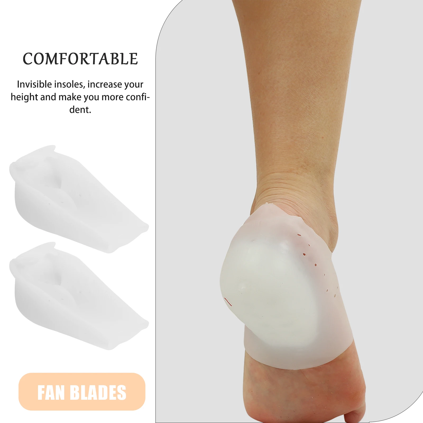 

2 Pairs Heightening Insoles Increase Heel Inserts Sleeve Cushion Silica Gel Lift Pads Boost Height Comfortable Non Slip Daily