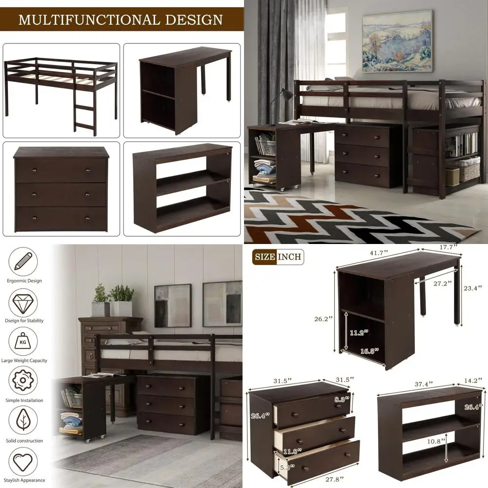 

Портативный передвижной столик с тумбой для хранения для детей, подходит для мальчиков и девочек, деревянная кровать размера Twin.