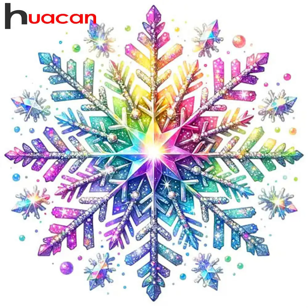 Huacan DIY Diamantmalerei Schneeflocke Diamantmosaik Winter Komplettset Dekorative Gemälde