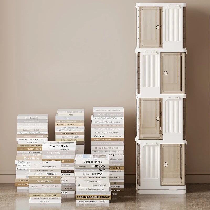 Transparent Book Shelf Rotating Bookshelf Bedroom Multifunctional Folding Storage Box Household Removable Bookcase Organizer