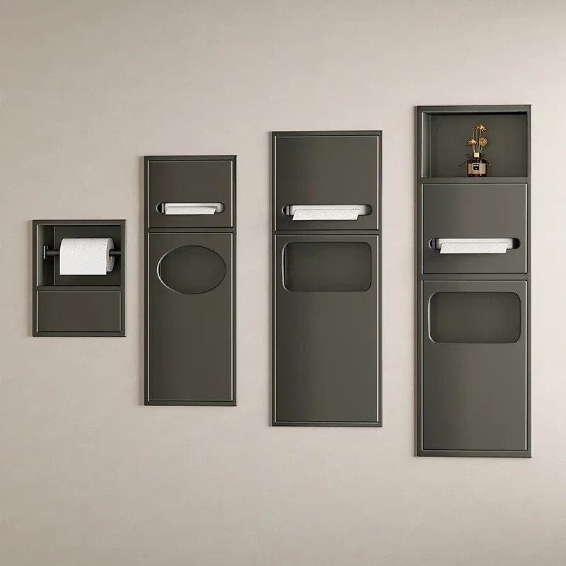 Ниша для унитаза, встраиваемая полка для мусорного бака для ванной комнаты, дверной нишевый шкаф из нержавеющей стали 304, готовый продукт