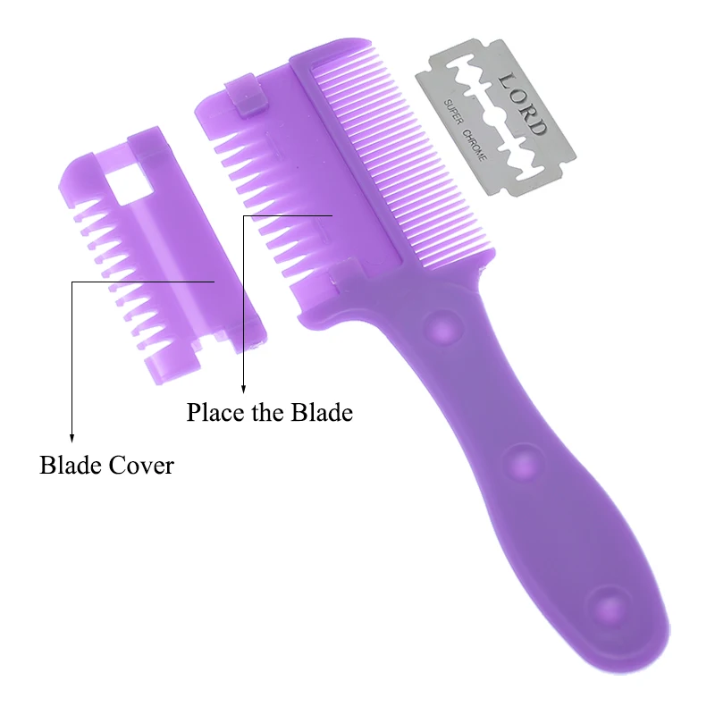 Meisha 1pcs Professional Hair Razor Blade Comb Hairdressing Cutting Thinning Comb Home DIY Thinning Trimmer Inside Blade C0010A