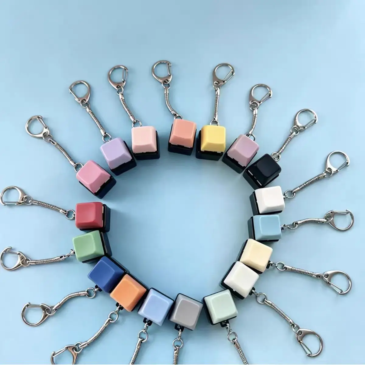 Portable Fingertip Decompression Toy RGB Mechanical Keyboard Keychain Colorful Switch Tester for Leisure and Office Relax