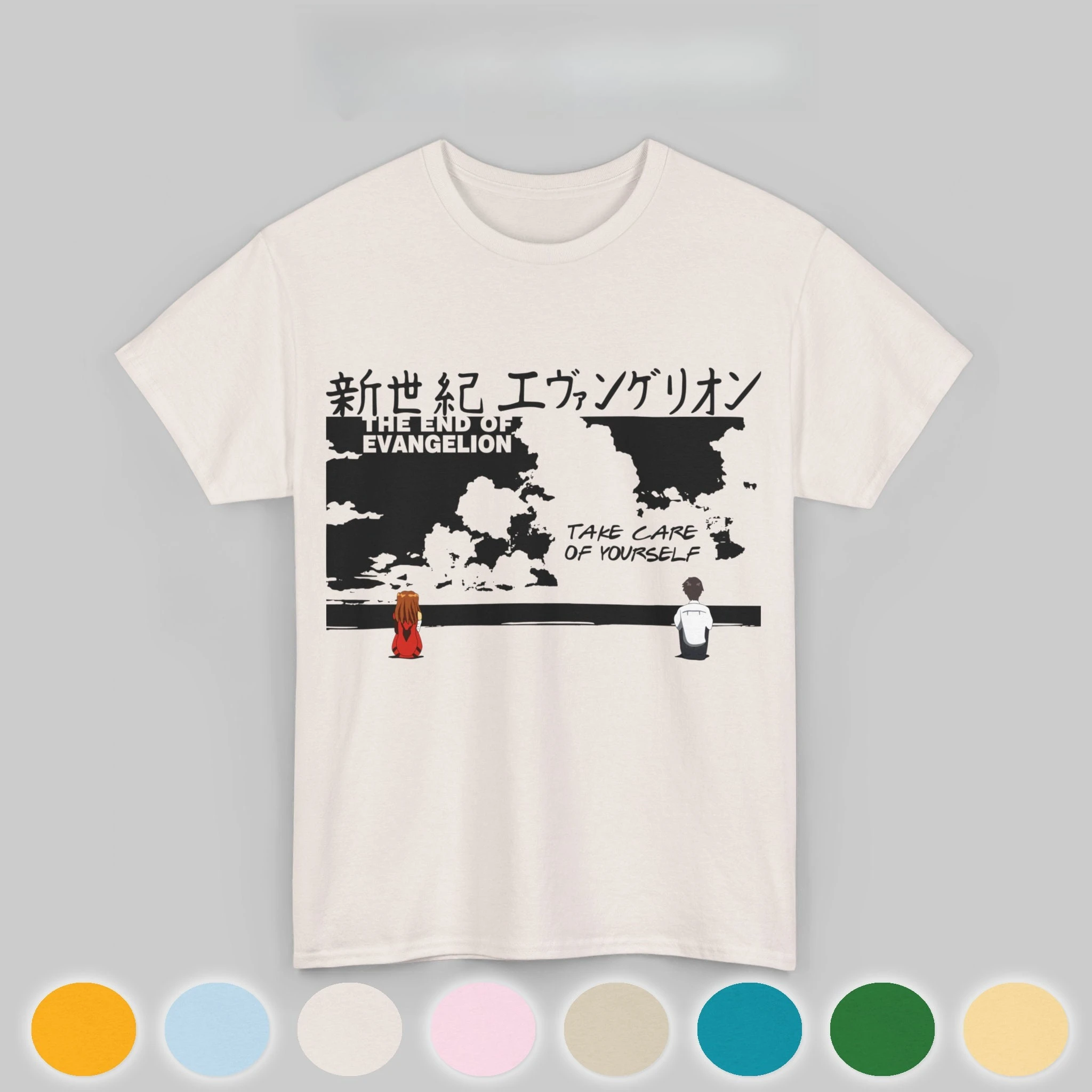 Neon Genesis Evangelion Anime Shinji Asuka Printed T-shirt Men's and Women's T-shirt Men's Top Sports T-shirt 2026 Summer New Te