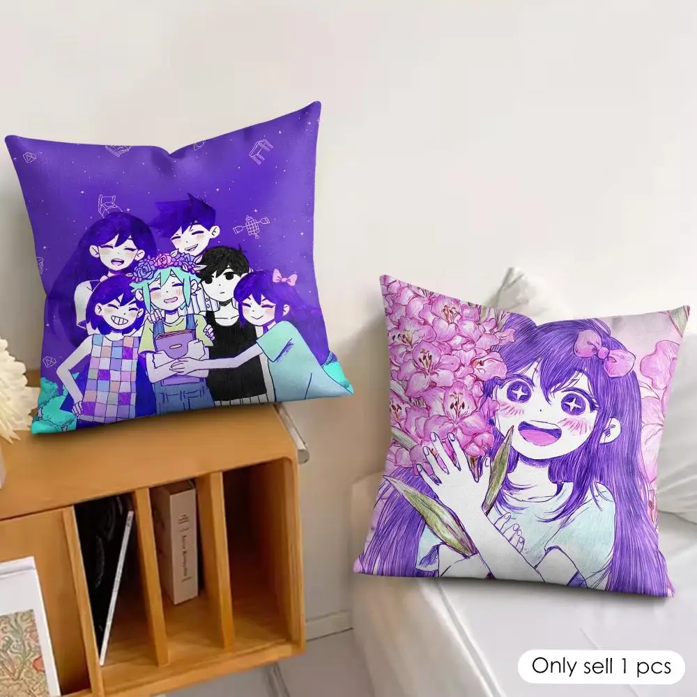 O-Omori Video Game Anime Dreamy Style Cushion Cover Soft Plush Fabric Double-Sided Printed Pillowcase for All Seasons Home Decor