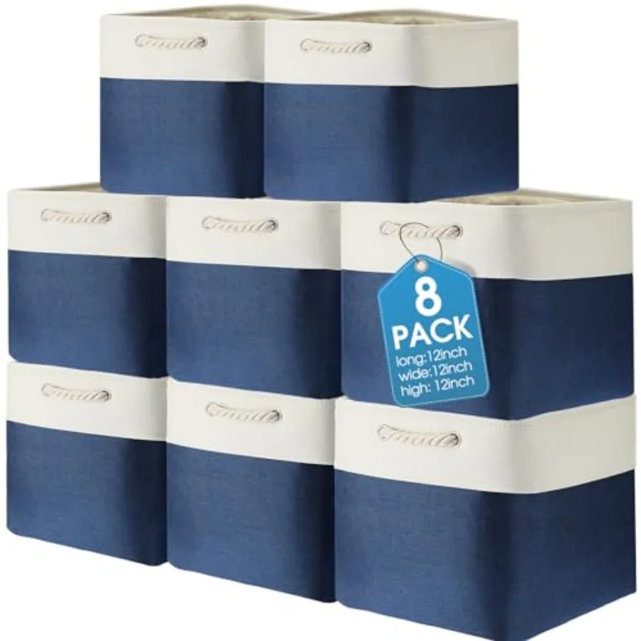 

8 Pack Collapsible Storage Bs Fabric Storage Bs Polyester Fabric Baskets with Handles Len Closet Organizer for Shelf Home Close