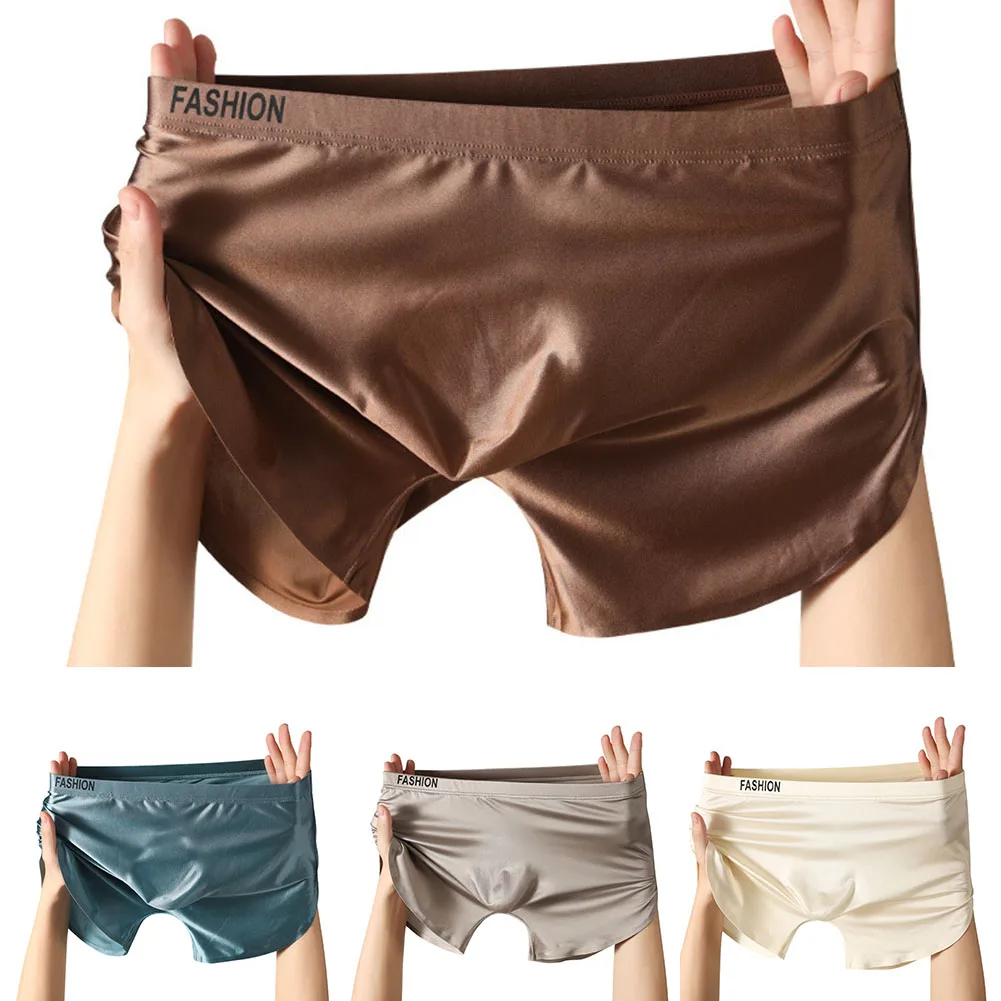 Ice Silk Trunks Men Underwear Blue Breathable U Convex Pouch Trunks Smooth Breathable Fabric Fashionable Design