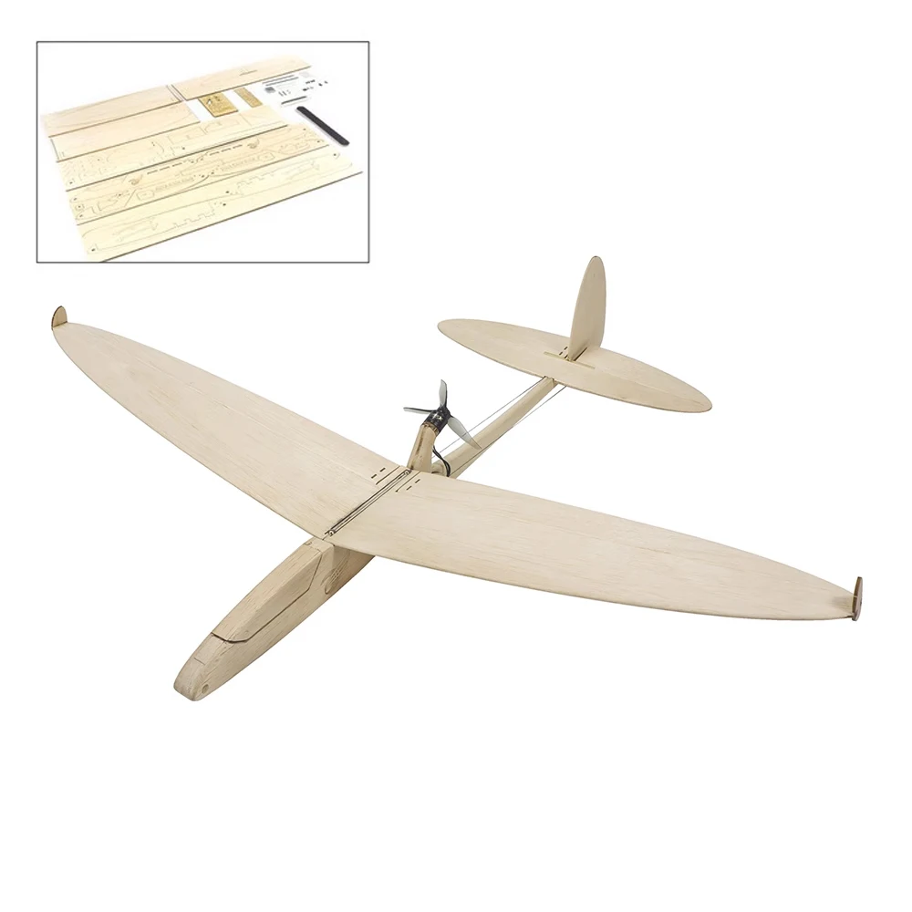 Avión de Control remoto de ala fija, planeador de madera de Balsa de 620CM, Kit de ensamblaje de madera de Balsa de empuje de cola de nivel de entrada, juguete de bricolaje