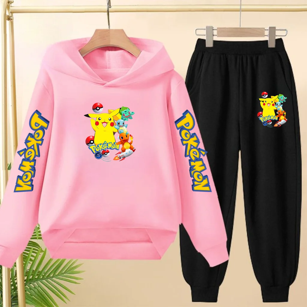 Kinder-Kapuzenpullover, hübsche Anime-Kleidung, 3–12 Jahre, elektrische Maus, heiß verkauft, Mantel, Sweatshirt + Hose, 2P, Jungen, Mädchen, Kleinkind, Freizeit-Set