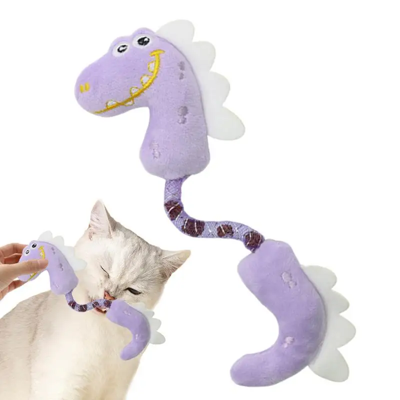 Plush Cat Chew Toy Interactive Bite Resistant Soft Cat Teething Toy Dinosaur Design Cat Chew Sticks For Cat Kitten Pet Supplies