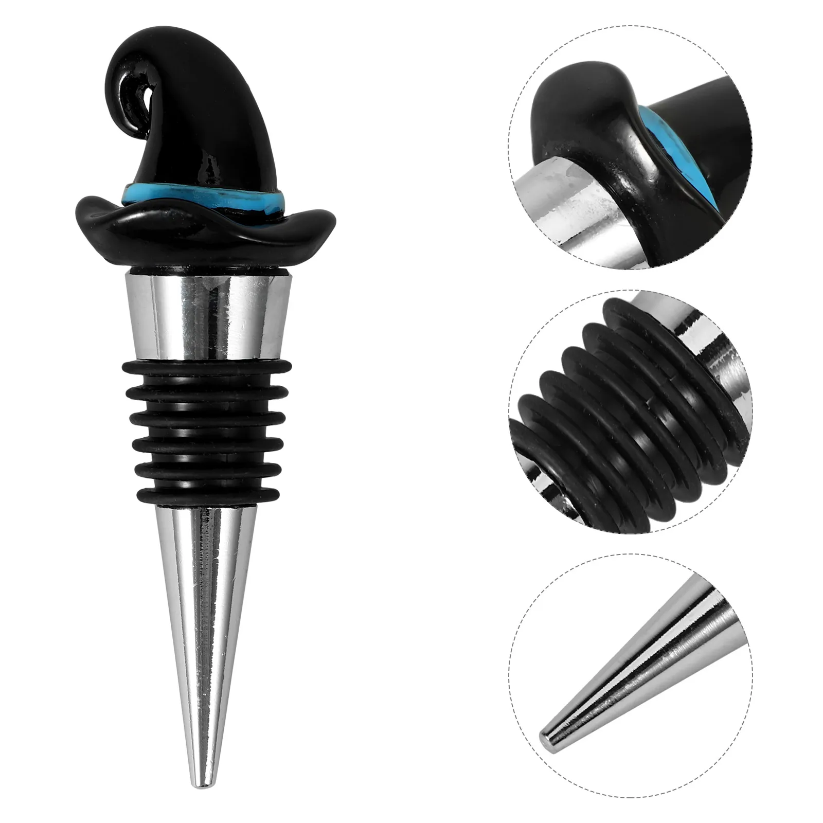 

Reusable Wine Stopper Witch Hat Shape Bottle Sealing Plug Decorative Beverage Stoppers Halloween Party Accessories Fine Resin