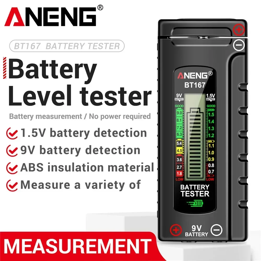 ANENG BT167 Battery Tester Detector Multifunctional Quickly Measure Battery Level ABS Plastic Precise Measurements Tester Tools