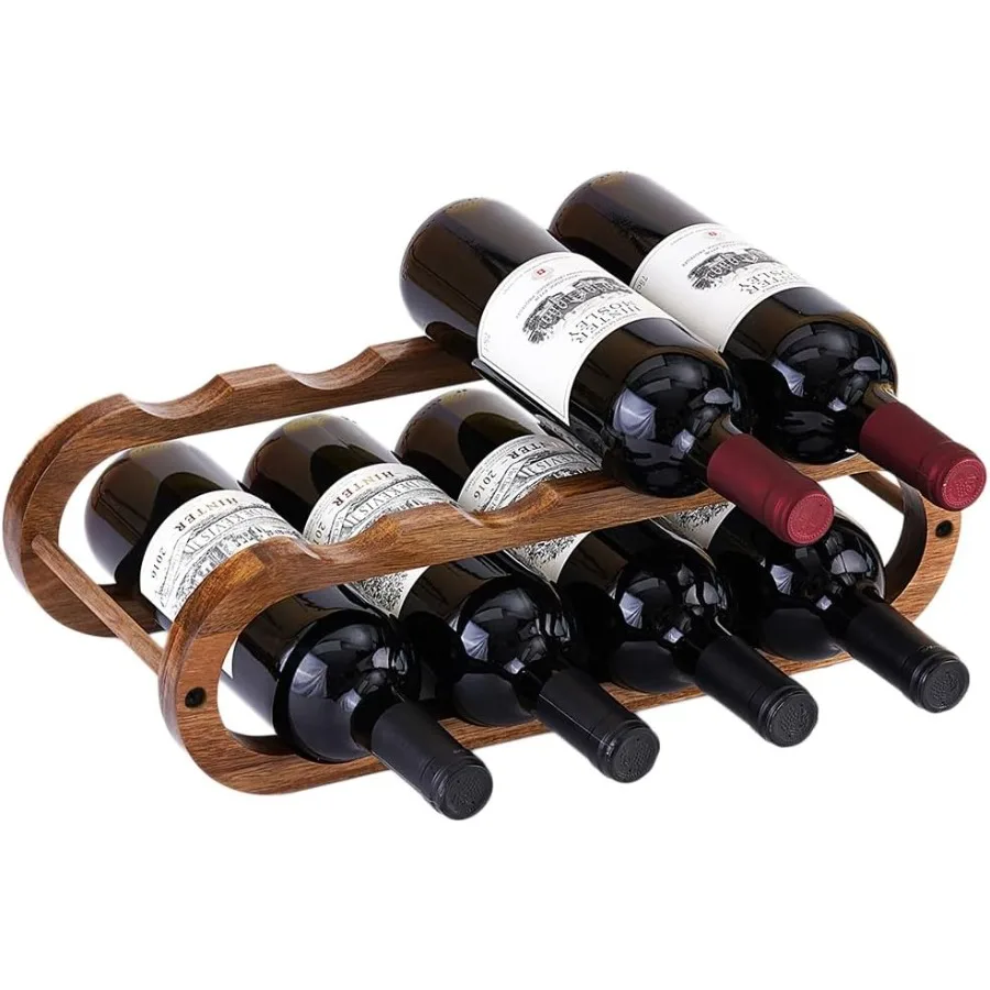 

Wine Rack and Water Bottle Organizer 2 in 1 for Cabinet and Countertop Adjustable in 2 Sizes Acacia Wood 2 Tier