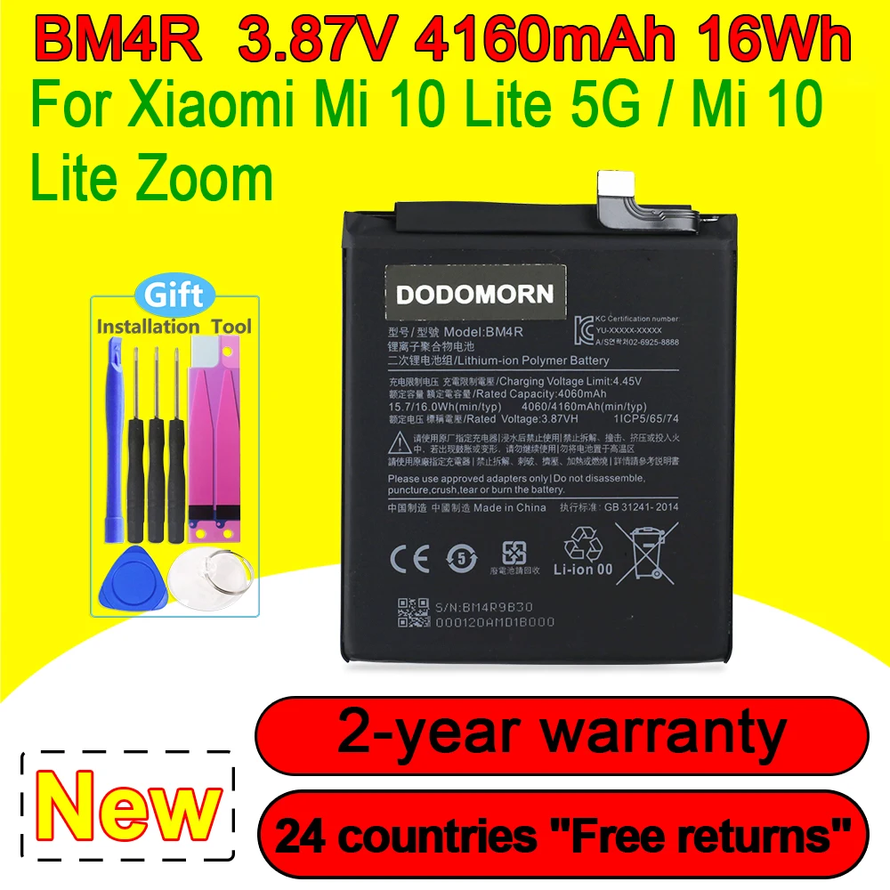 In Stock New BM4R 3.87V 4060mAh Battery For Xiaomi Mi 10 Lite 5G High Quality Smartphone/Smart Mobile Phone With Tracking Number