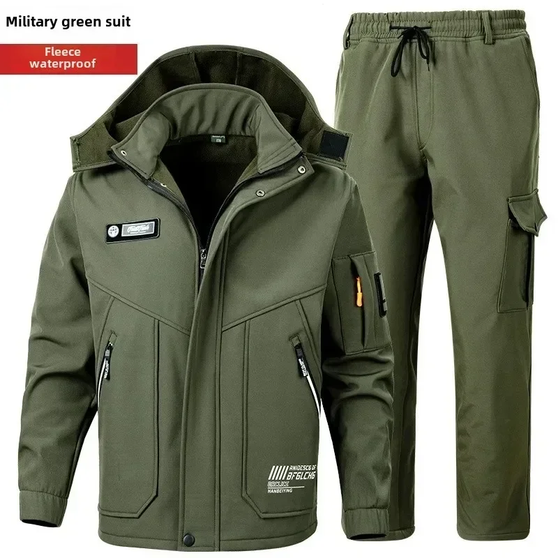 Chaqueta de moto para hombre con conjunto de entrenamiento de terciopelo para otoño e invierno, chaqueta impermeable antidesgaste resistente al frío, regalos de vacaciones, 2026