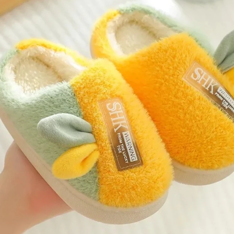 

Домашние плюшевые противоскользящие милые детские шерстяные тапочки, осень-зима 2022, хлопковые тапочки для мальчиков, обувь для родителей и детей для девочек