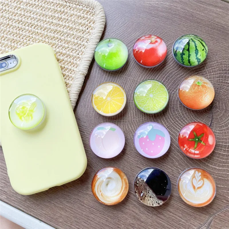

Clear Glass Ball Fruits Mobile Phone Stand Holder Grip Fold Tok Support For IPhone 15 16 Phone Tablet Accessories Stand Holder