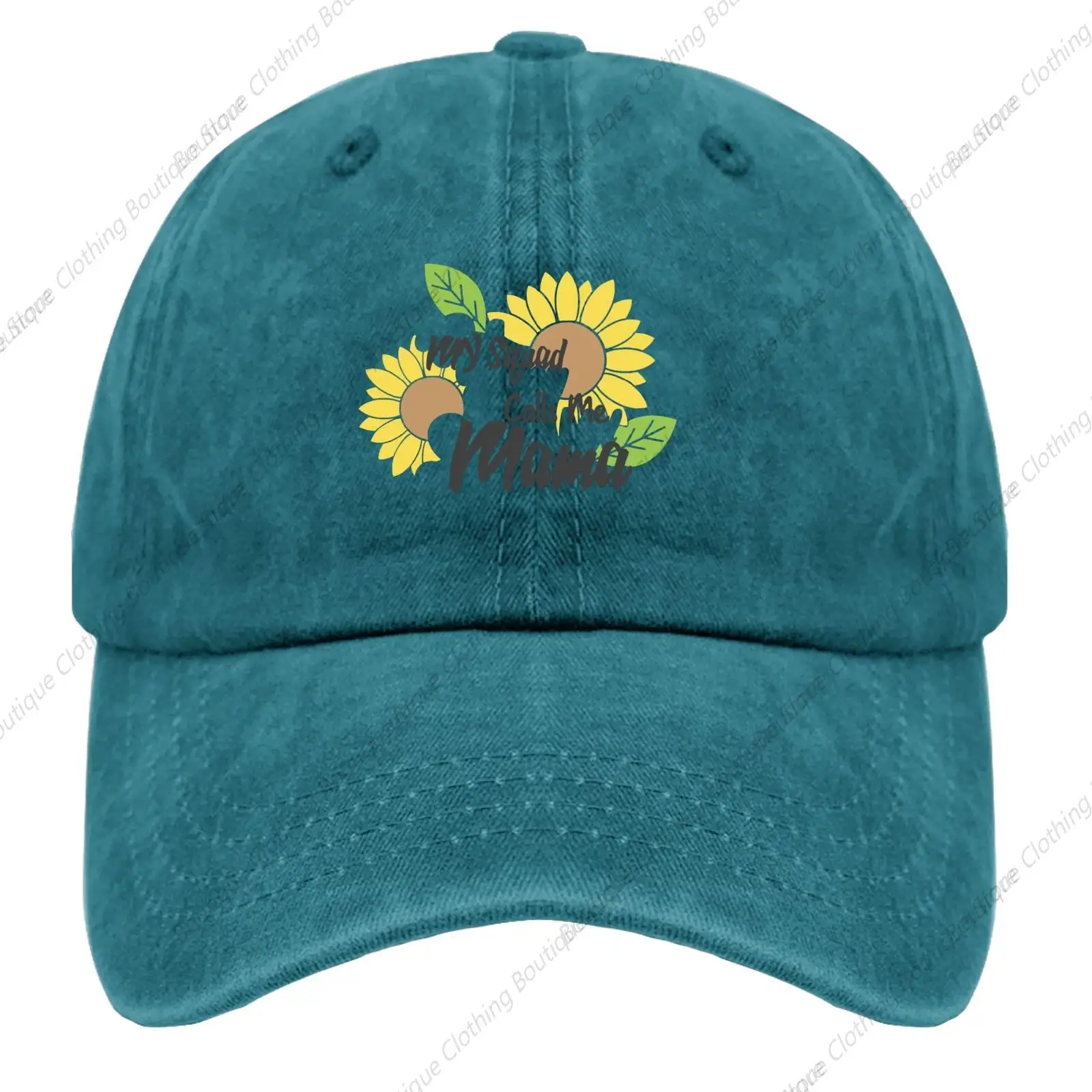 

Mens Hats Sunflower Sport Hats for Mens Beach Baseball Hat Quick Dry My Squad Calls me Mama Baseball Hat Women Cyan Blue