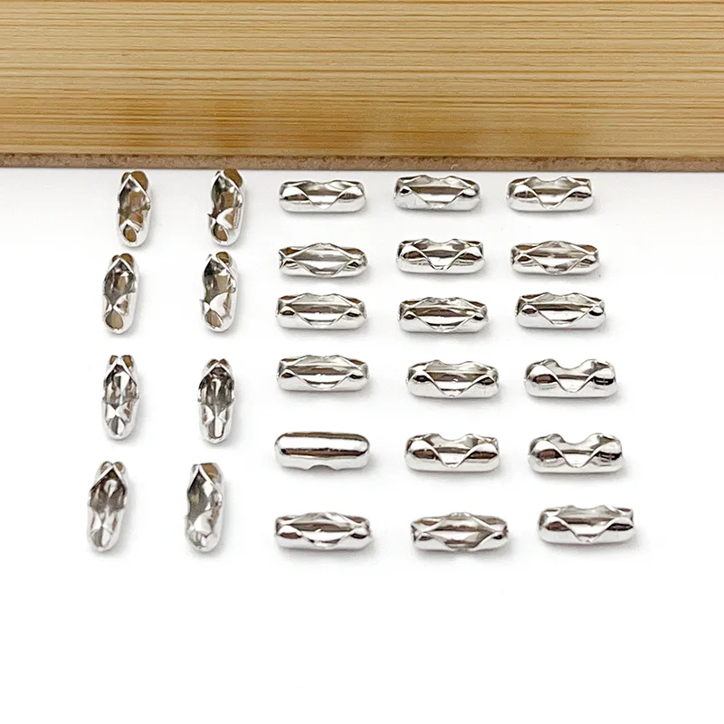 

500PCS/Bag 2.0-2.4mm Metal Bead Chain Buckle Stainless Steel Round Bead Chain Coupler Diy Jewelry Material Accessories Wholesale