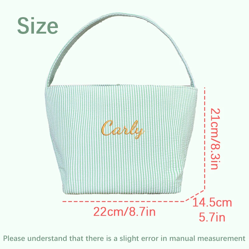 Embroidery Customization / Standard Version, Two Options, Personalized Striped Tote Basket, Stylish and Simple Hand-Held Storage Basket, for Storing Holiday Candies and Other Gifts, Suitable for Easter, Christmas, and Other Holidays!