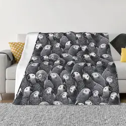 Parrot Bird African Grey Pattern Portable Warm Throw Blankets for Bedding Travel