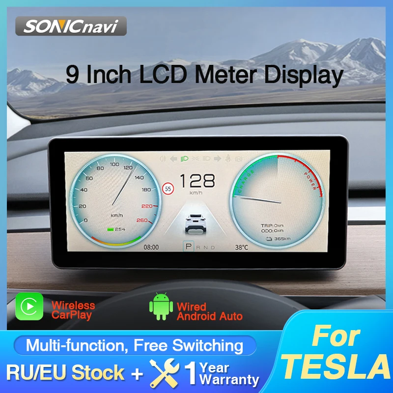 

AKAMATE 9inch Meter Display For Tesla LCD Monitor CarPlay Android Auto Screen Cluster Instrument Dash Panel Board Speed Display