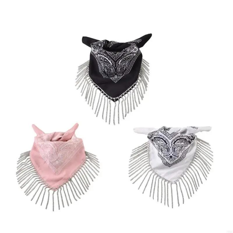 

49MC 53x53cm Unisex Fashionable Headscarf Neck Scarf Soft & Breathable Head Wrap with Tassels for Office and Casual Outings