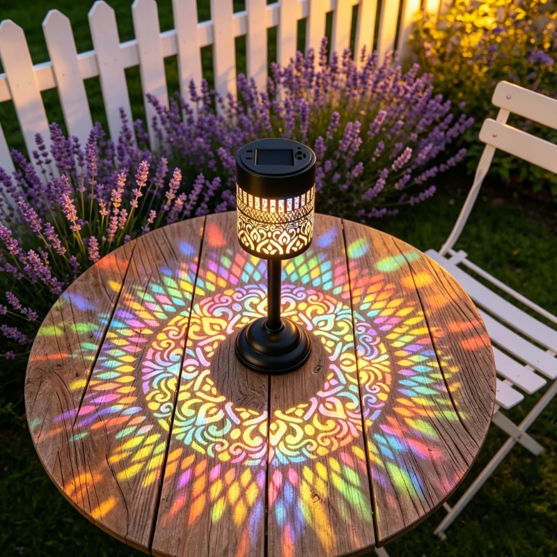 2pcs This Large Led Mandala Solar Outdoor Light Comes With A Portable Solar Stand And Emits A Gradient Light Effect. JJ2841
