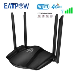 Eatpow nova casa 4g roteador wifi slot para cartão sim 300mbps roteador sim sem fio 4g lte 4*5dbi antenas universal roteador wi-fi cartão sim