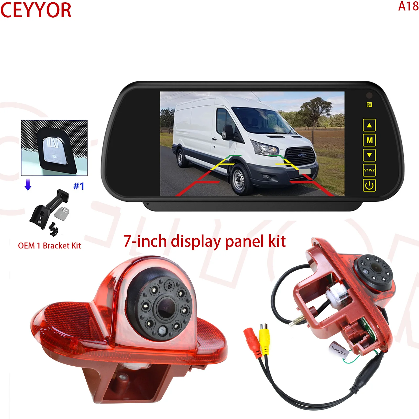

7 Inch Monitor Kit Brake Light Rear View Camera For Renault Trafic II Vauxhall Vivaro Nissan Primastar 2001-2014