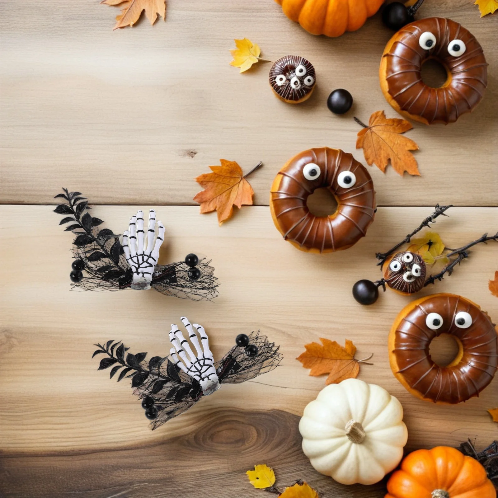 

4Pcs Halloween Barrettes Unique Skull Hand Hairpins Lightweight Horror Headpieces for Women Girls Costume Parties