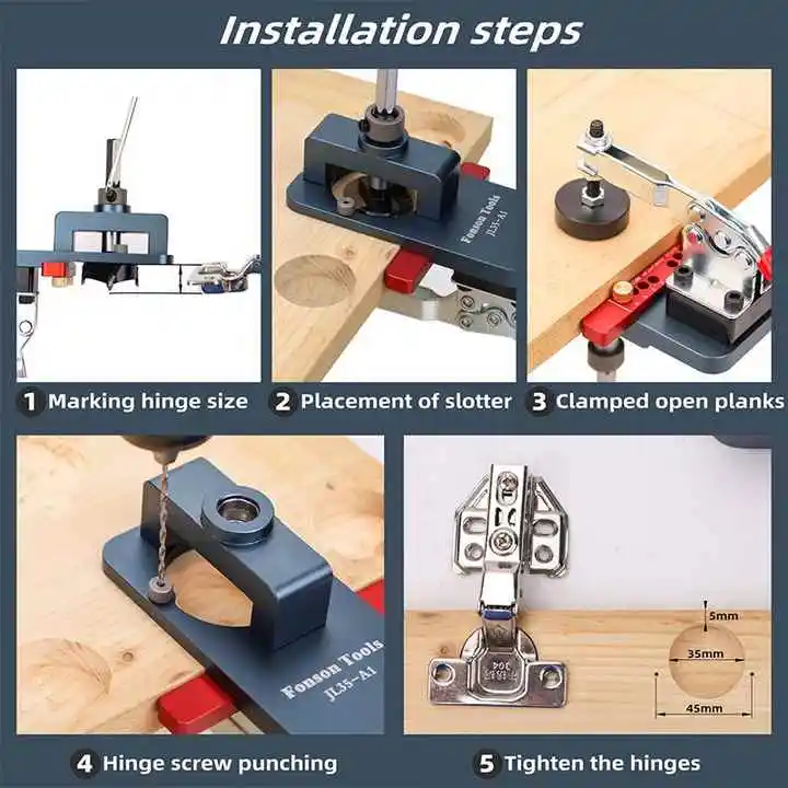 Hole Drilling Guide Locator 35mm Concealed Door Hinge Drill Hinge Woodworking Hole Drilling Jig Hole Opener Template Puncher