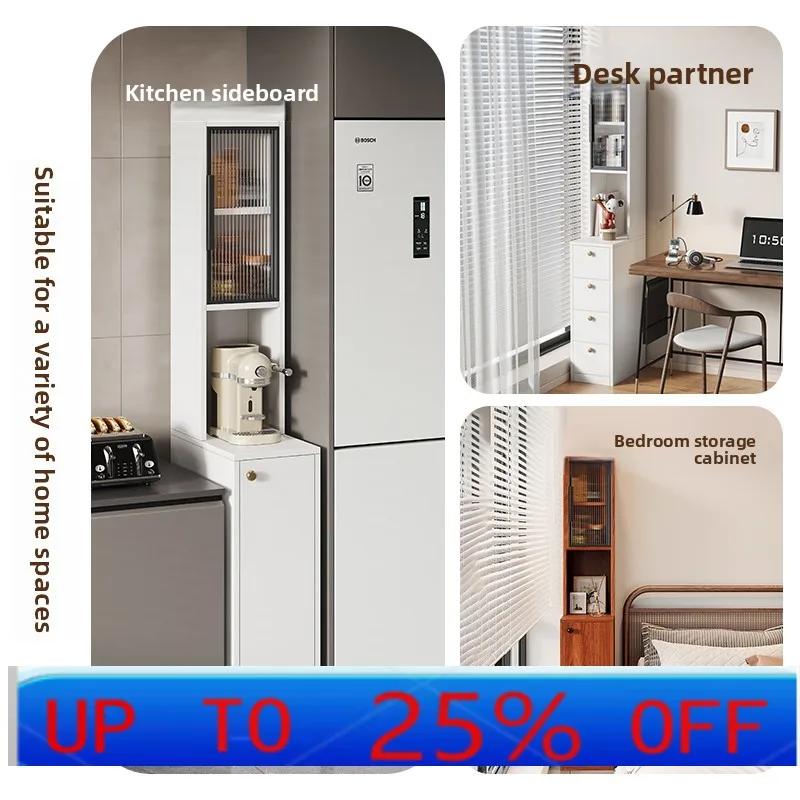 

LHH solid wood crevice dining side storage ultra-narrow side cabinet living room corner rack household storage