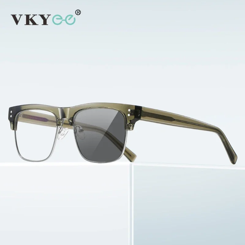 VKYEE Men\'s Large Frame Reading Glasses Men Anti-Blue Light Myopia Fashion Photochromic Prescription Customized Business PFD2203