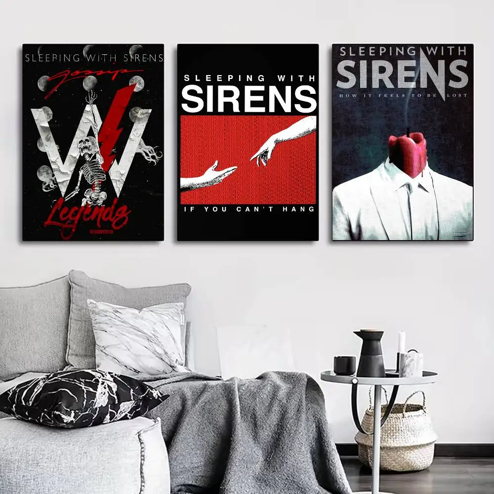 S-Sleeping with S-Sirens Band Poster for Living Room, Bedroom, Office, or Bar, Frameless, Indoor Use, Bedroom Wall Art.
