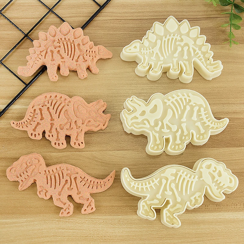 Dinosaur Cookie Cutters Mold 3D Fondant Embossing Mould Dessert Baking Tool Dinosaur Themed Birthday Party Supplies