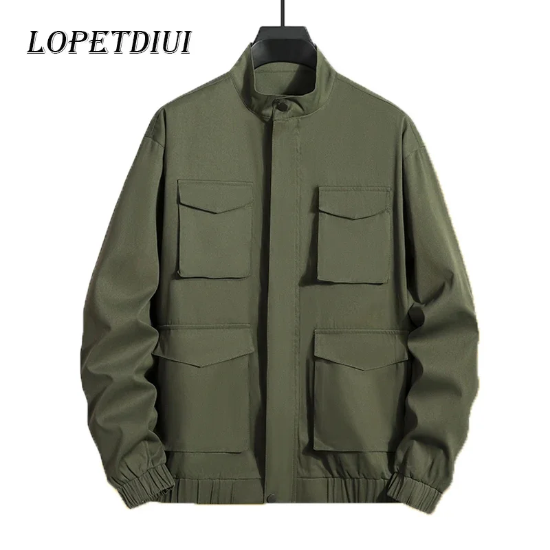 

2024 New Men Spring Autumn Fashion Casual Windproof Breathbale Jacket Coats Waterproof Multiple Pockets Coargo