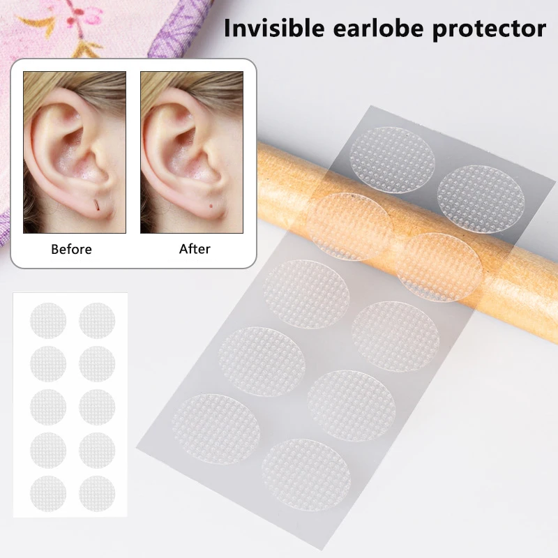 100Pcs Clear Invisible Earlobes Protective Stickers For Stretched Ear Lobes And Relieve Strain From Heavy Earrings