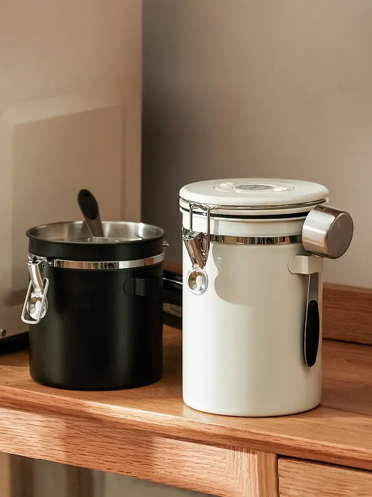 Limited Offer Stainless Steel Coffee Bean Sealed Jar, Coffee Powder Storage Jar, One-way Exhaust Valve, Bean Storage Jar With S
