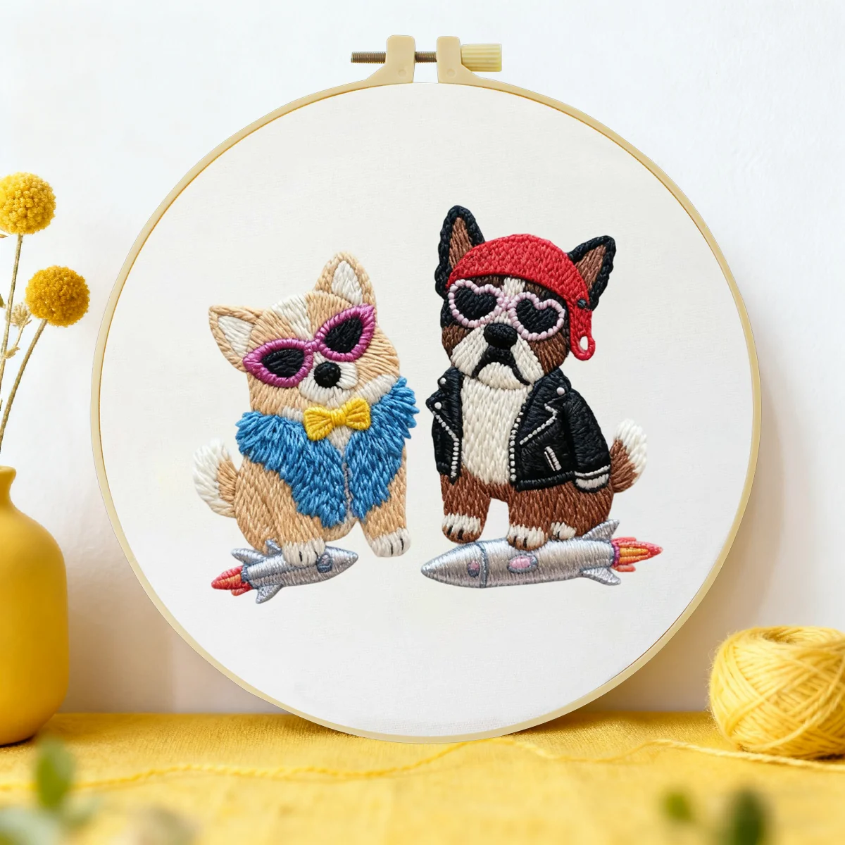 

Набор для вышивания для начинающих 20x20 см/15x15 см (7,87/6,3 дюйма) с вышивкой собаки, DIY-набор для рукоделия, набор для вышивания иглой, набор для творчества.