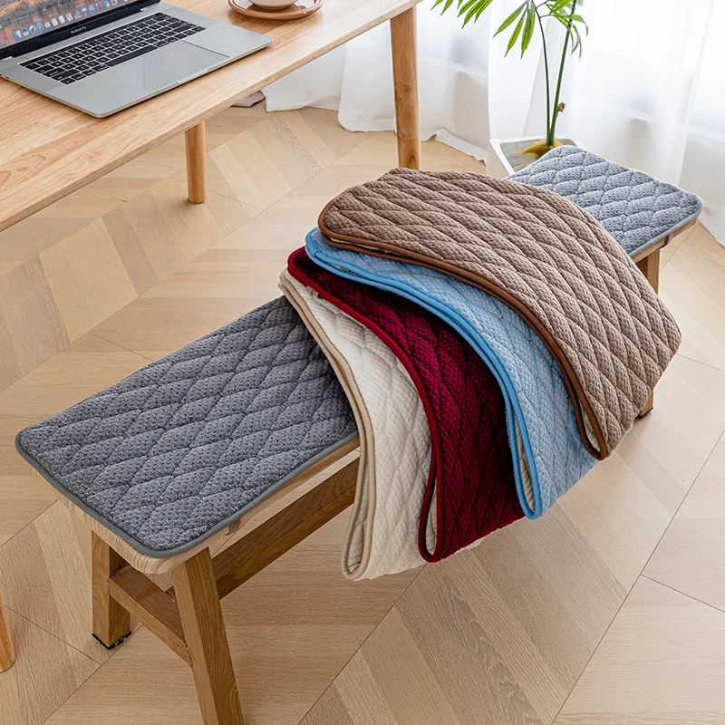 Winter Warm Thicken Plush Long Bench Cushion Mahogany Bench Cushion Cover Solid Wood Sofa Rectangular Card Seat Cushion