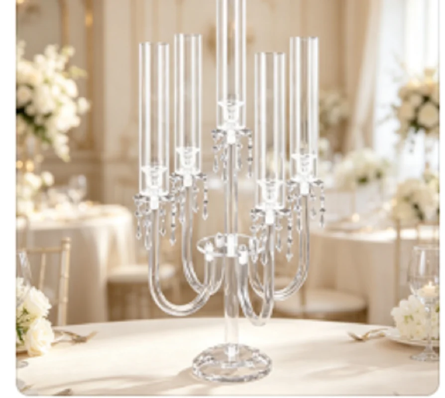 Luxury European Acrylic 5-Head Candelabra Wedding Decoration for Western Restaurants Home Parties Dining Table Ornament