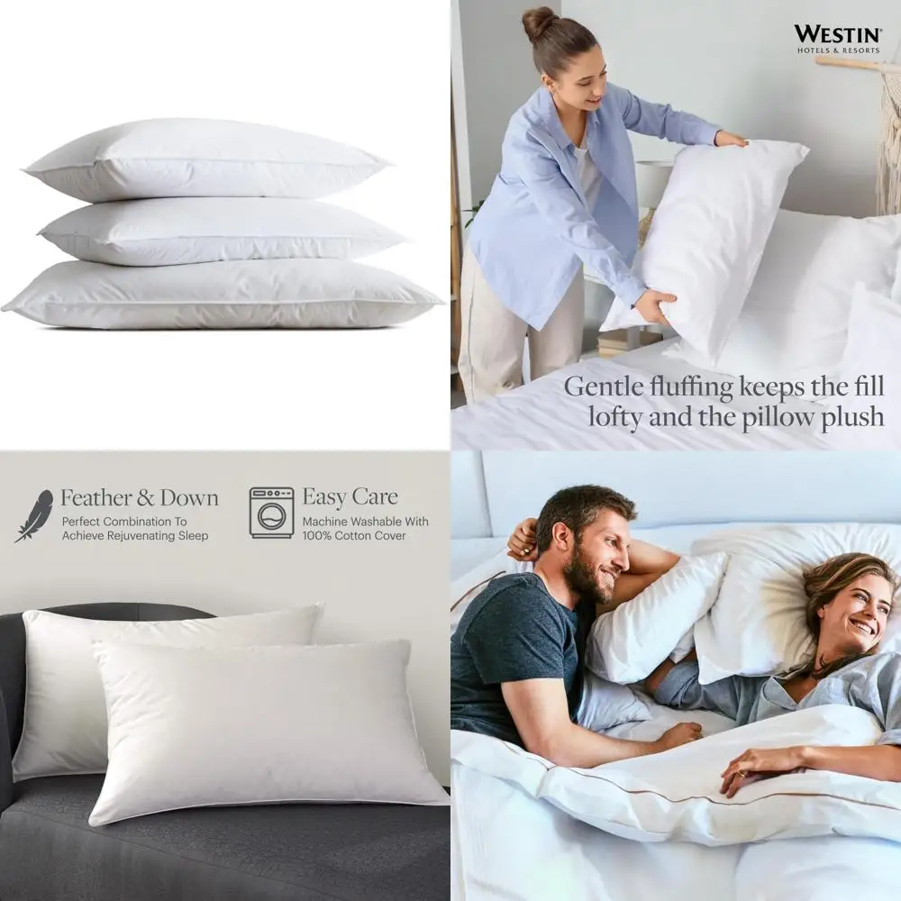 

Medium to Firm Support Pillows - Feather and Down Blend - King Size for Optimal Comfort and Support
