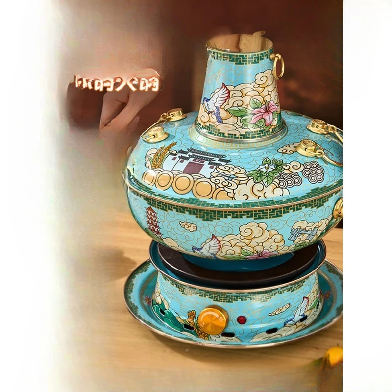 

Copper hot pot pure copper electric carbon dual-purpose enamel hot pot split old-fashioned household